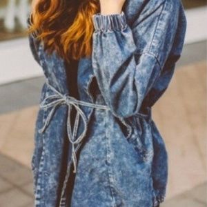 Denim Wrap Jacket with oversize hood
